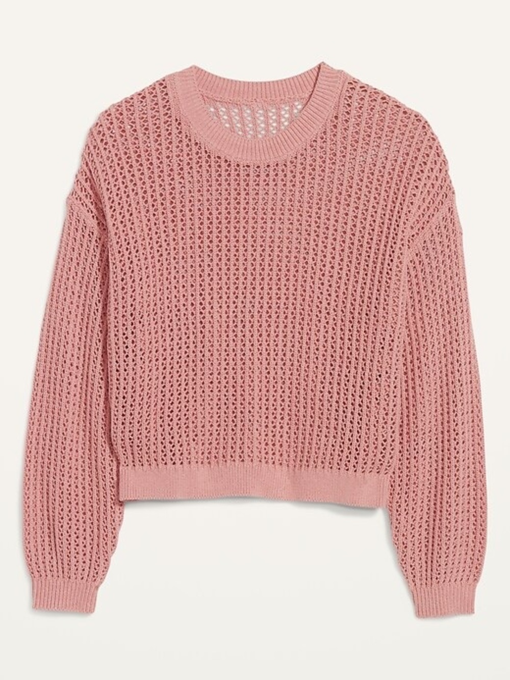 Long-Sleeve Open-Knit Sweater 100% cotton